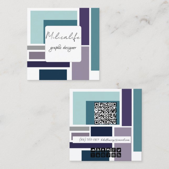 Abstrato, cartão de visita de mídia social (Frente/Verso)