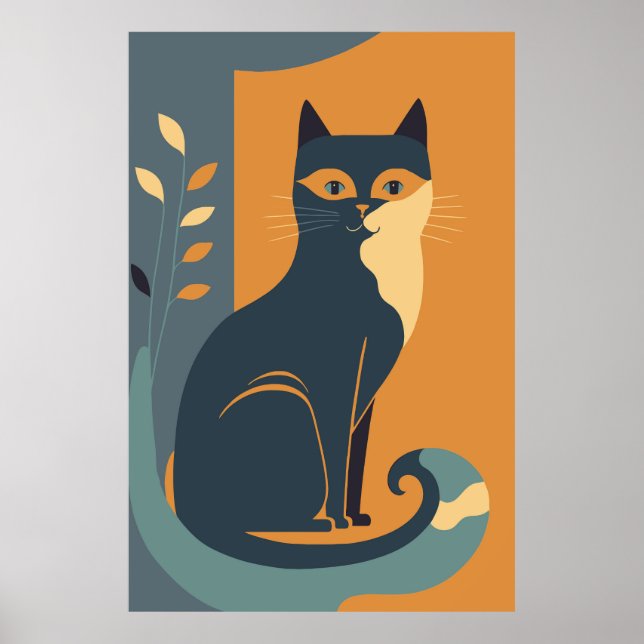 Abstrato Cat Impressão de Poster Home Decor (Frente)