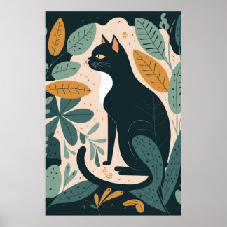 Abstrato Cat Poster para Home Decor