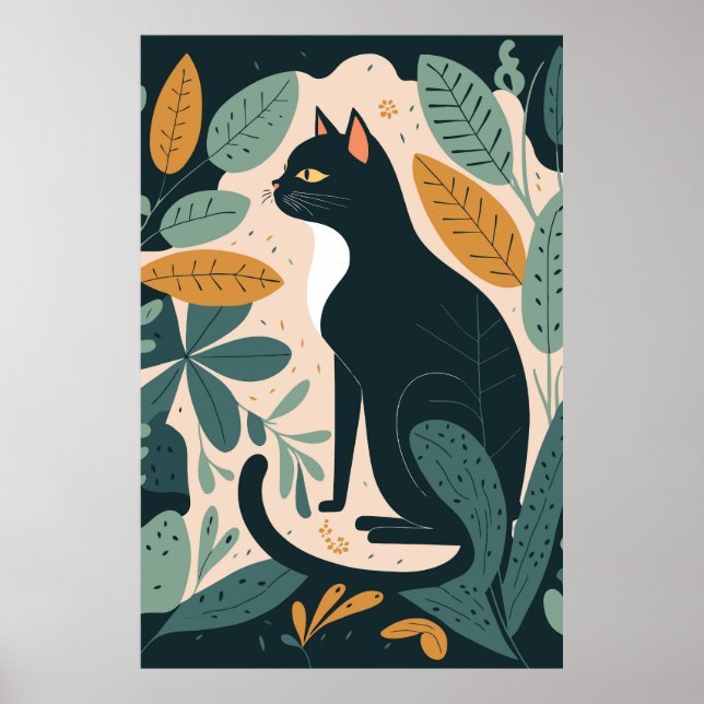 Abstrato Cat Poster para Home Decor (Frente)