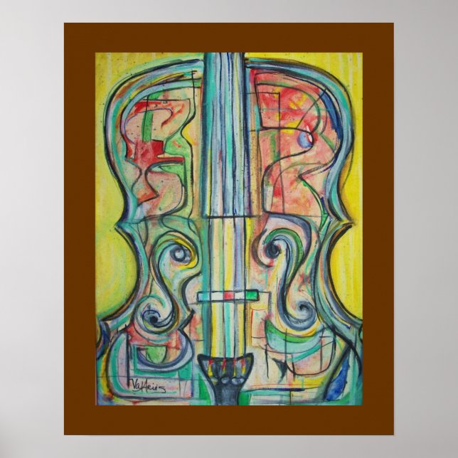 Abstrato Cello Poster por ValAries (Frente)