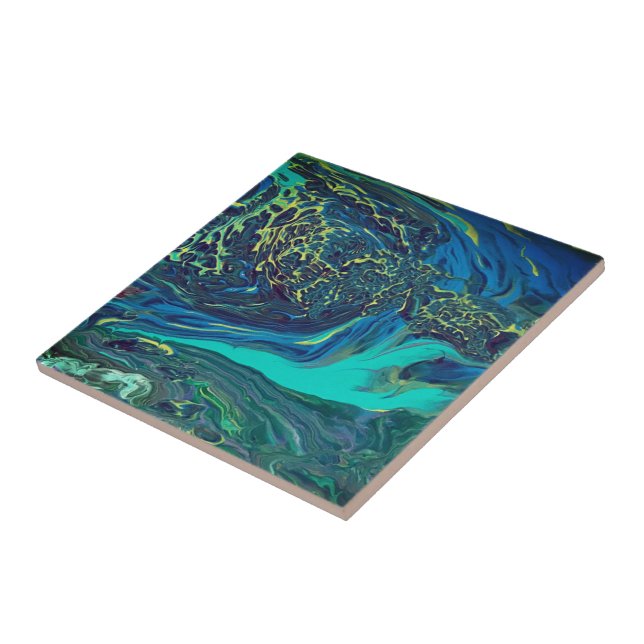 Abstrato Cerâmica Azulejo "Lago Fluvial" (Lateral)