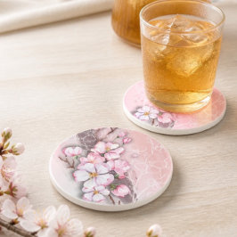 Abstrato Cherry Blossoms Sandstone Porta copos