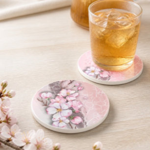 Abstrato Cherry Blossoms Sandstone Porta copos