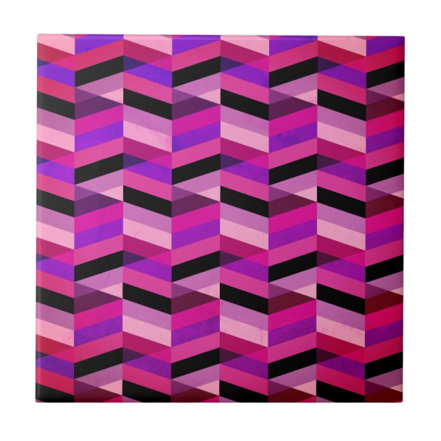Abstrato Chevron/Herringbone | Rúpias e Violetas (Frente)