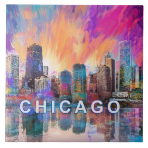 Abstrato Chicago Skyline Art Modern