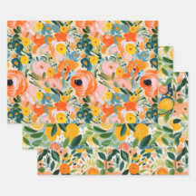 ABSTRATO CITRUS E CONJUNTO DE PAPEL DECORATIVO FLO
