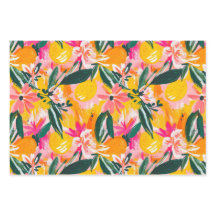 ABSTRATO CITRUS E CONJUNTO DE PAPEL DECORATIVO FLO