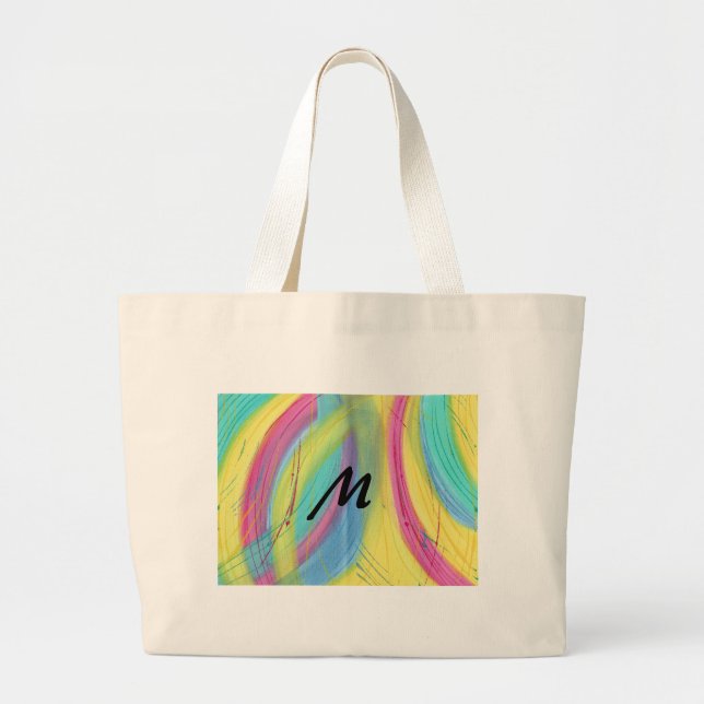 Abstrato Colorida Brushstrokes Bolsas Monogramas (Frente)
