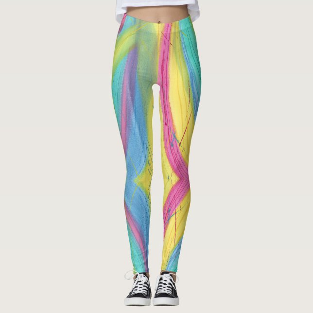 Abstrato Colorida Mistura Leggings (Frente)