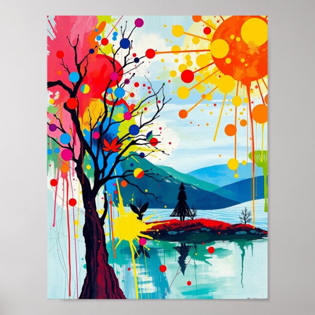 Abstrato colorido de um Poster de árvore (Frente)