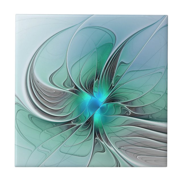 Abstrato com Arte Fractal Azul, Moderna (Frente)