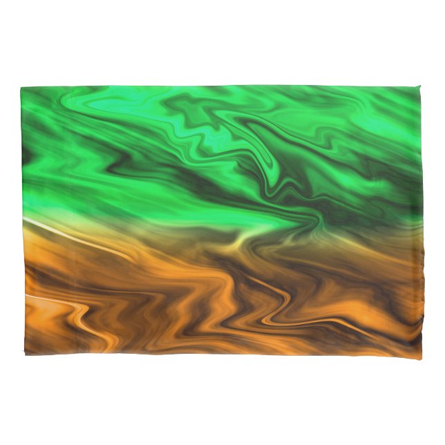 Abstrato com manchas indefinidas em verde laranja (Frente)