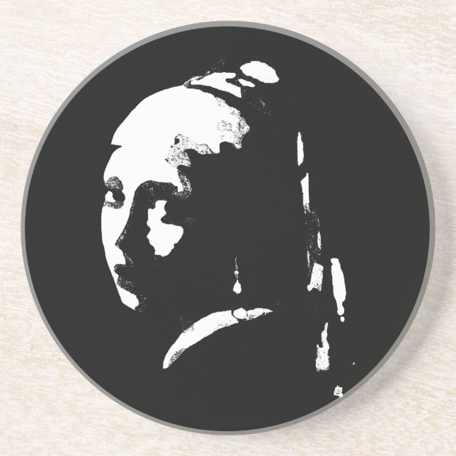 Abstrato com pérolas a ouvir Porta copos de arenit (Frente)