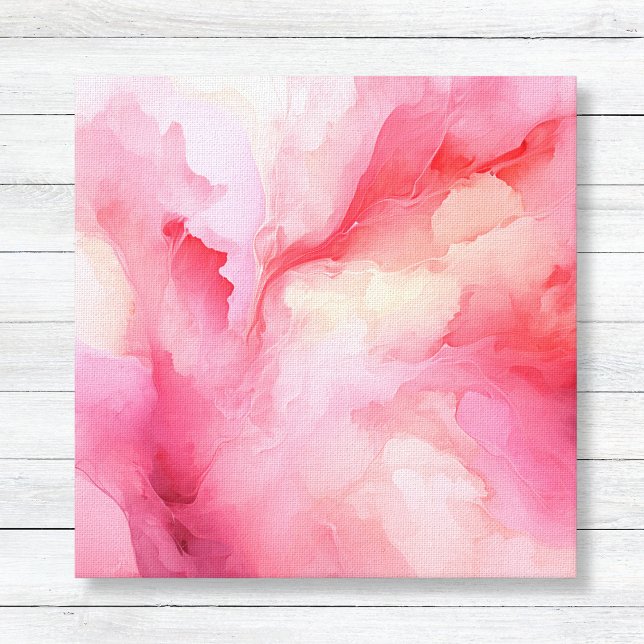 Abstrato cor-de-rosa Canvas de água (Abstract Pink Watercolor Printed Canvas - Any Room or Girl's Nursery Wall Art Decor)
