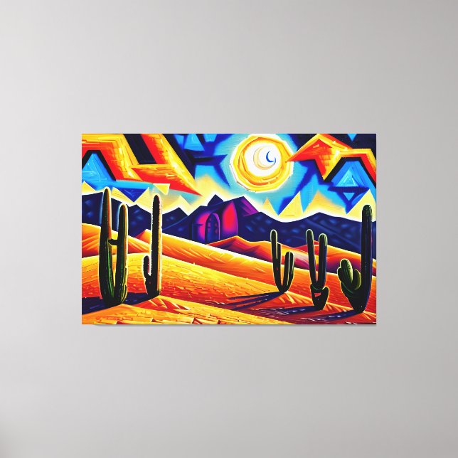 Abstrato Cubist Desert Canvas Print (Frente)