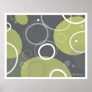 Abstrato da idade atômica no poster verde-oliva