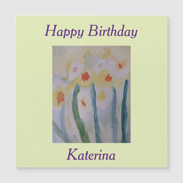 Abstrato Daffodils Birthday Magnetic (Frente)