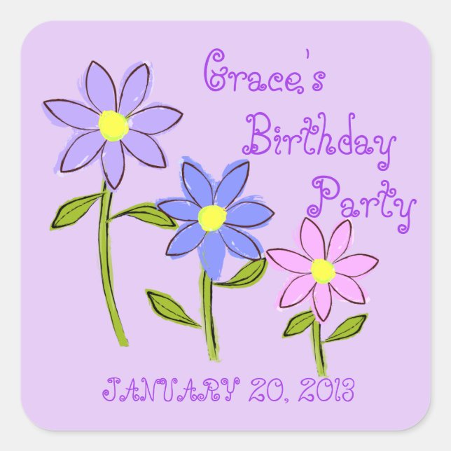 Abstrato Daisies Salve os adesivos de data (Frente)