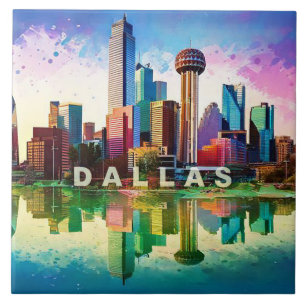 Abstrato Dallas Skyline Art Modern Cityscape