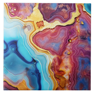 Abstrato de Álcool Marble Agate Dourado
