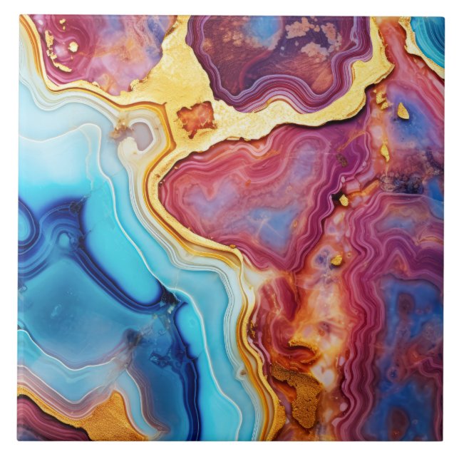 Abstrato de Álcool Marble Agate Dourado (Frente)