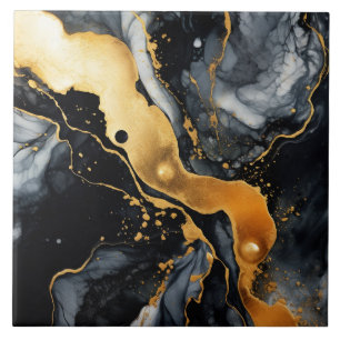 Abstrato de Álcool Marble Dourado Preto