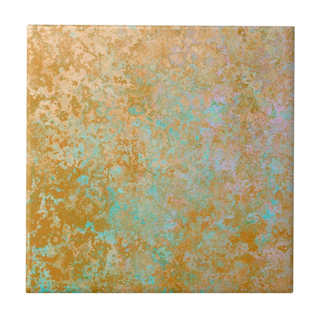 Abstrato de Álcool Patina Azul Dourada e Turquesa (Frente)