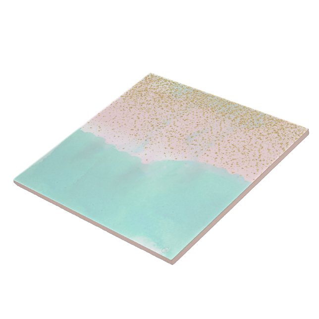 Abstrato de aquarela e design de confete de ouro (Lateral)