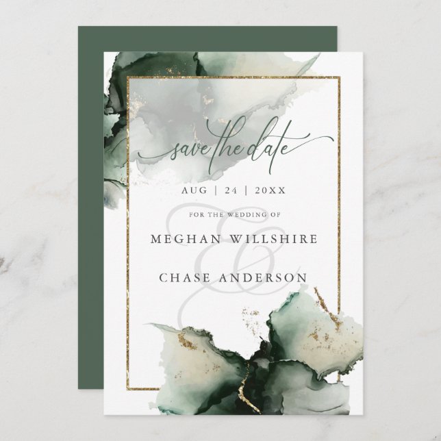 Abstrato de Aquarela Verde de Sage Moderna (Frente/Verso)