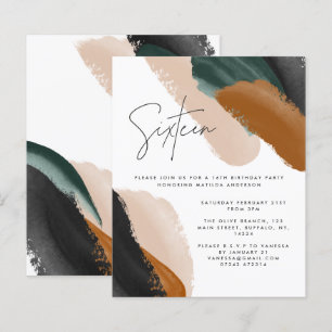 Abstrato de aquarela verde terracotta 16º Aniversá