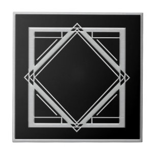 Abstrato de Art Estilo Preto e Azulejo Prateado