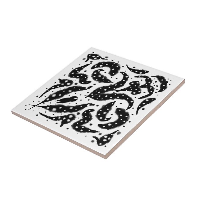 Abstrato de Arte De Peixe Molhado Preto E Branco (Lateral)