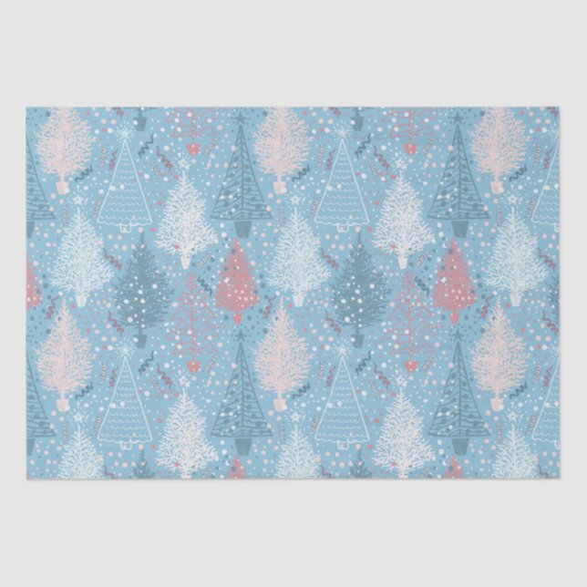 Abstrato de Árvores de Natal Padrão 2 Papel Tecido (Frente )