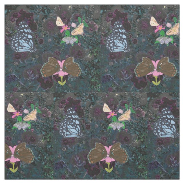 Abstrato de Borboletas Pintadas Tecido Flores (Modelo)