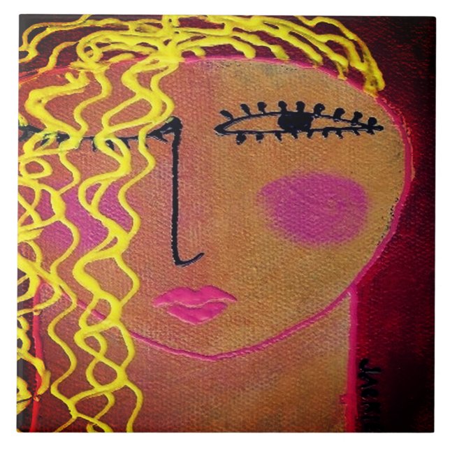 Abstrato de cabelo ondulado loiro Retrato de uma m (Frente)