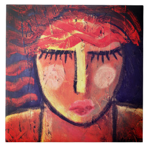 Abstrato de Cabelo Vermelho ondulado Retrato de um