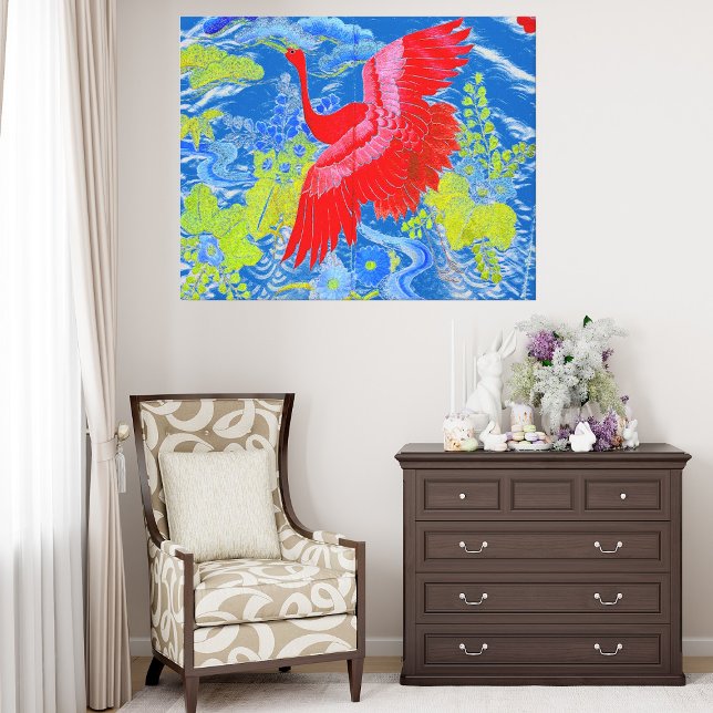 Abstrato de Canvas de arte Swan (Flying Swan Blue Abstract Art Bird Vivid Colors Canvas Print)