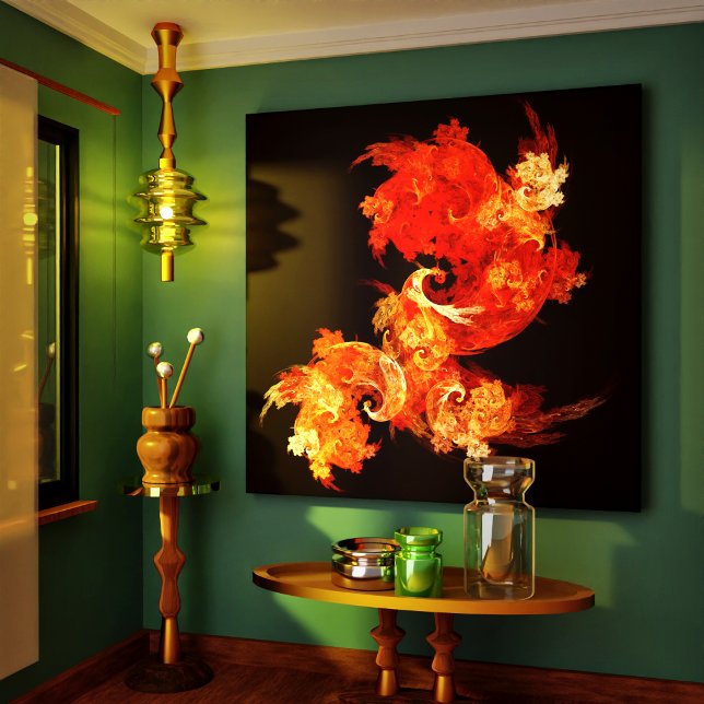 Abstrato de Canvas de Firebird dançante (Dancing Firebirds Abstract Wrapped Canvas Print)