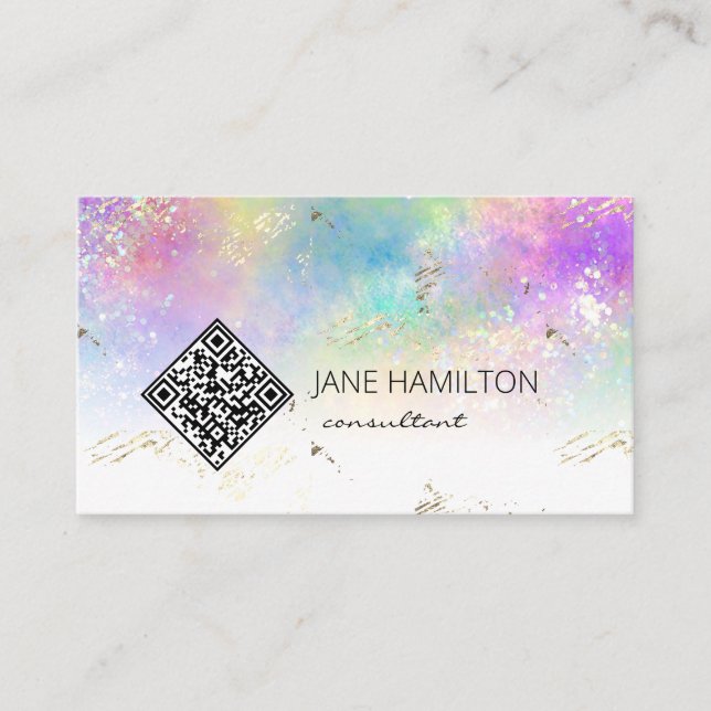 Abstrato de Código QR Cartão de visita moderno (Frente)