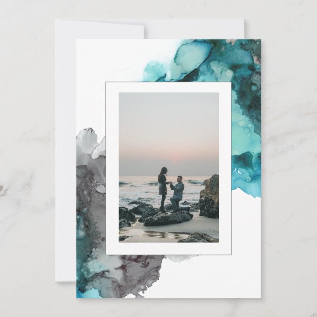 Abstrato de Convite para Casamento de Fotos Modern (Frente)