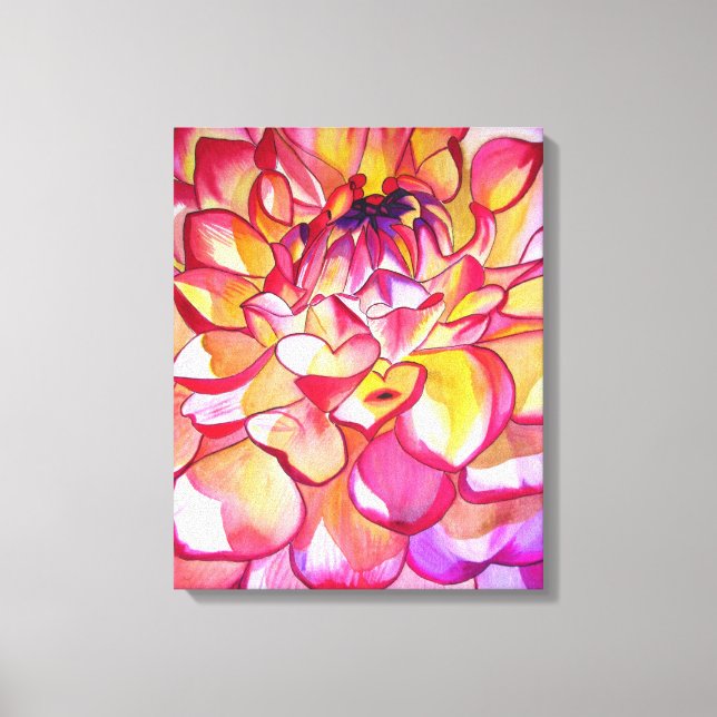 Abstrato de, cor-de-rosa Dahlia, canvas de arte fi (Frente)