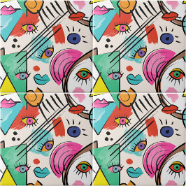 Abstrato de Cubismo Moderno Artsy Enfrenta Arte