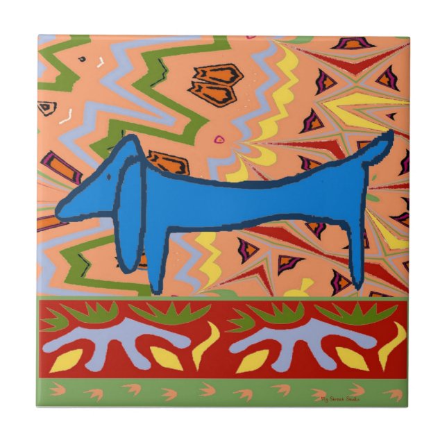 Abstrato de Dachshund Azul (Frente)