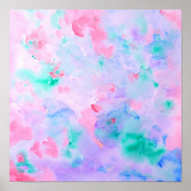 Abstrato de de Aquarela Impressão Azul (Frente)