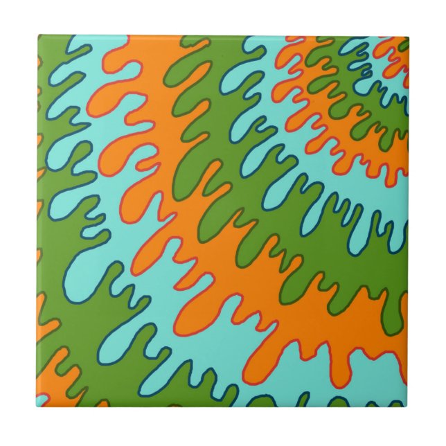Abstrato de faixa verde laranja de gotejamento líq (Frente)