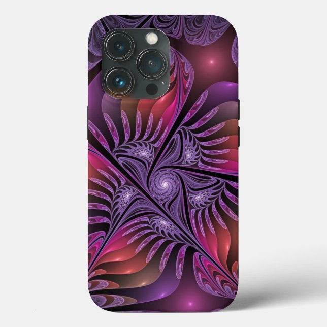 Abstrato de Fantasia Colorida Fractal Roxo (Verso)