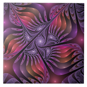 Abstrato de Fantasia Colorida Fractal Roxo