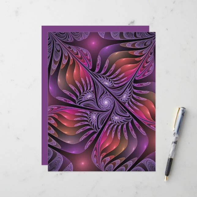 Abstrato de Fantasia Colorida Fractal Roxo (Frente/Verso In Situ)