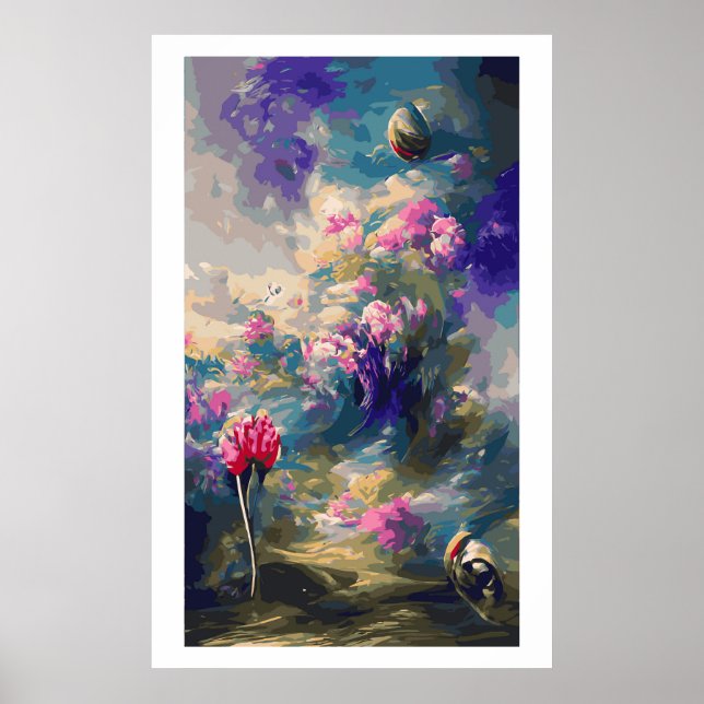 Abstrato de flores de superfície paisagem poster n (Frente)